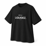 Soy la Liquidez — Oversized Trading T-Shirt, Black, product angle on white background