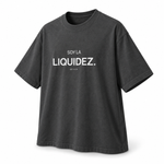 Soy la Liquidez — Oversized Trading T-Shirt, Dark Grey, product angle on white background