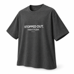 Stopped Out. Then It Flew. — Oversized Trading T-Shirt, Dark Grey, product angle on white background