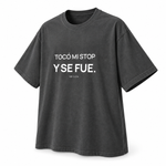 Tocó Mi Stop y Se Fue — Oversized Trading T-Shirt, Dark Grey, product angle on white background