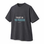Trust in the Process — Oversized T-Shirt, Dark Grey, product angle on white background