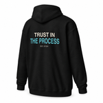 Trust in the Process — Zip Hoodie, Black, product angle on white background