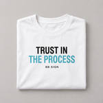 Trust in the Process oversized tee white folded