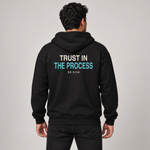 Trust in the Process zip hoodie black back on model