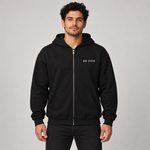 Trust in the Process zip hoodie black front on model