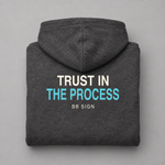 Trust in the Process zip hoodie dark heather folded