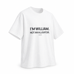 William — Not an Alligator — Oversized Trading T-Shirt, White, product angle on white background