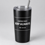 Vaso térmico negro de 20 oz con COFFEE FIRST. XRP ALWAYS.