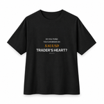 XAUUSD Trader’s Heart — Oversized Trading T-Shirt, Black, product front on white background