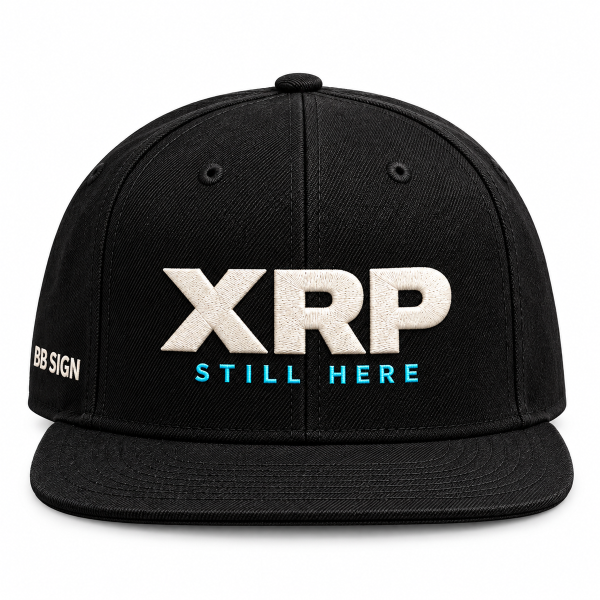 XRP: Still Here — Snapback Hat, Black, , product front on white background